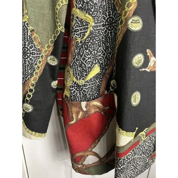 Raphael Lorenzo Vintage 1980s Gold Chain Print Blazer Women’s Sz Medium - Picture 3 of 8